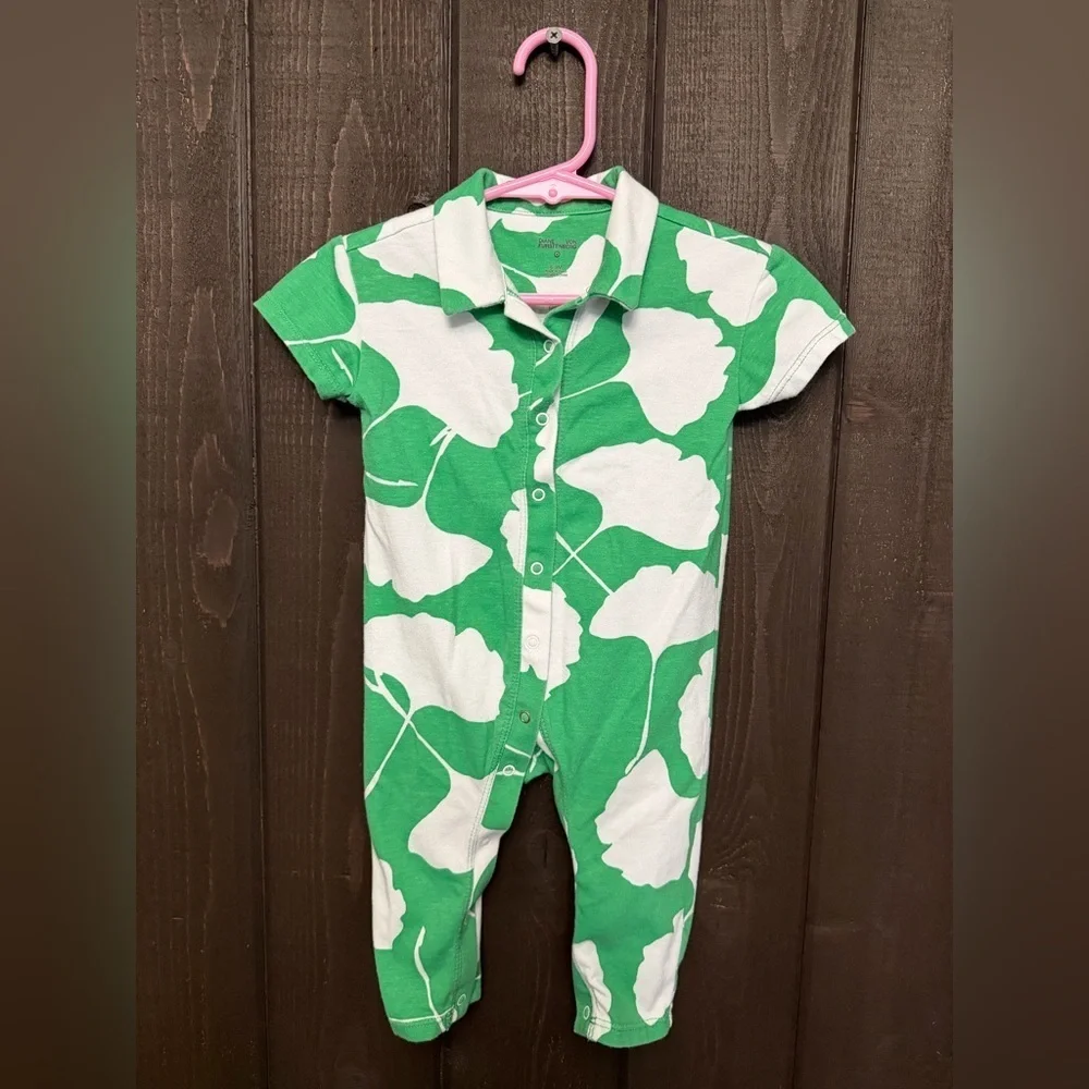DIANE VON FURSTENBERG Infant 6-9 Months Baby Snap Up One Piece Green/White